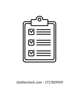 Clipboard With Checklist Icon, Symbol For Web Site And App Design.