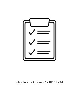 Clipboard With Checklist Icon, Symbol For Web Site And App Design. Vector Illstration.