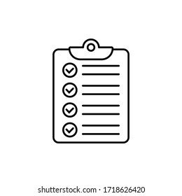 Clipboard with checklist icon, symbol for web site and app design. Vector illstration.