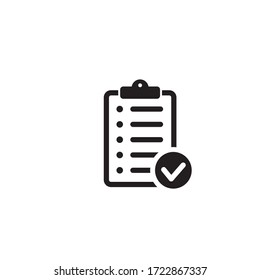 Clipboard With Checklist Icon, Symbol For Web Site And App Design. Vector Illstration.