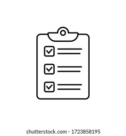 Clipboard with checklist icon, symbol for web site and app design. Vector illstration.