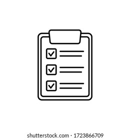 Portapapeles con icono de lista de comprobación, símbolo para el diseño de sitio web y aplicación. Ilustración vectorial.