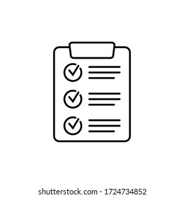 Clipboard with checklist icon, symbol for web site and app design. Vector illstration.