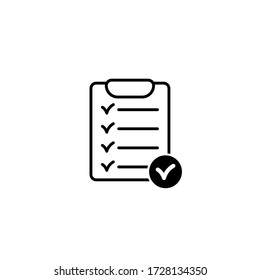 Clipboard with checklist icon, symbol for web site and app design. Vector illstration.