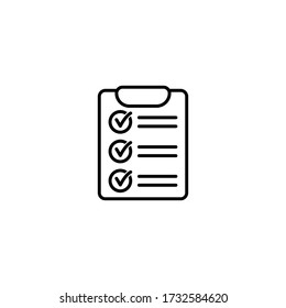 Clipboard with checklist icon, symbol for web site and app design. Vector illstration.