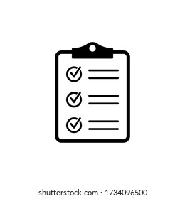 Clipboard with checklist icon, symbol for web site and app design. Vector illustration. 