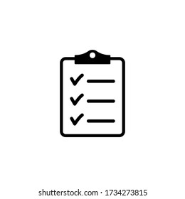 Clipboard with checklist icon, symbol for web site and app design. Vector illustration. 