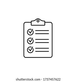 Clipboard with checklist icon, symbol for web site and app design. Vector illstration.