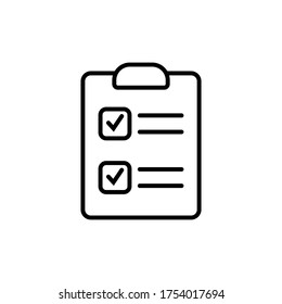 Clipboard with checklist icon, symbol for web site and app design. Vector illstration.