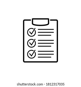 Clipboard with checklist icon, symbol for web site and app design. Vector illstration.