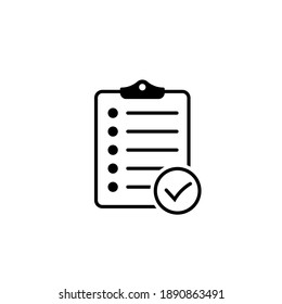 Clipboard With Checklist Icon, Symbol For Web Site And App Design. Vector Illstration.