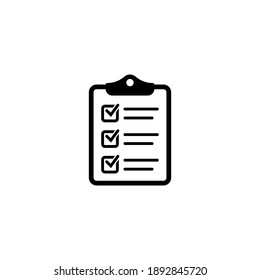 Clipboard With Checklist Icon, Symbol For Web Site And App Design. Vector Illstration.