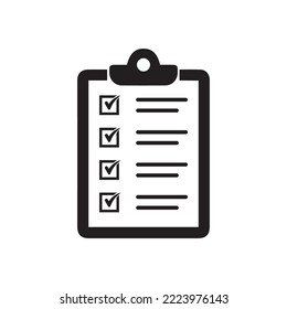 Clipboard with checklist icon, symbol for web site and app design. Vector illustration.