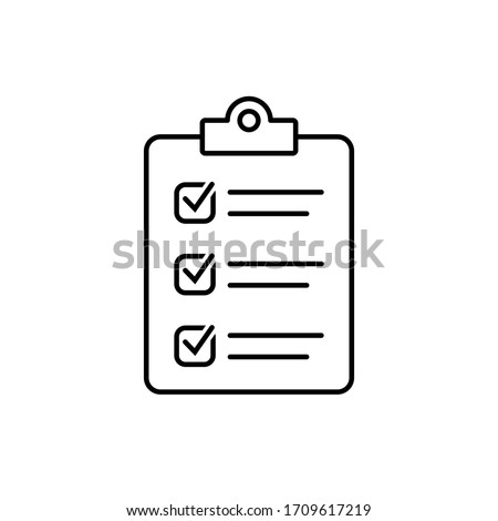 Clipboard with checklist icon, symbol for web site and app design.