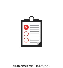 Clipboard with checklist icon. Vector illustration of clipboard with checklist and white background