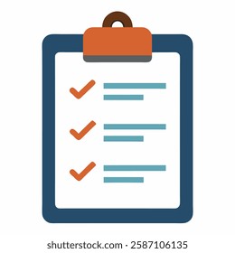 Clipboard with checklist icon vector on white background.