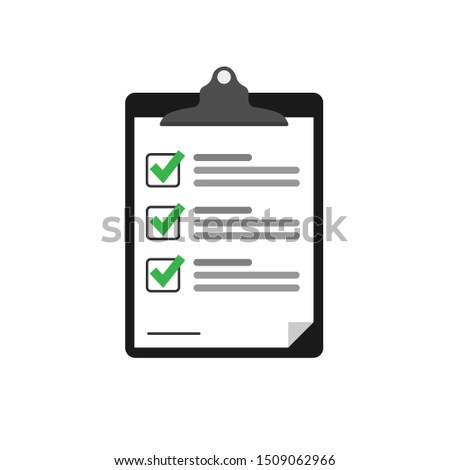 clipboard checklist. Clipboard with checklist icon for web with green check boxes.isolated on white background.10 eps.