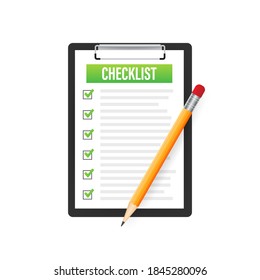 Portapapeles con el icono de la lista de verificación. Portapapeles con icono de lista de verificación para web. Ilustración vectorial.