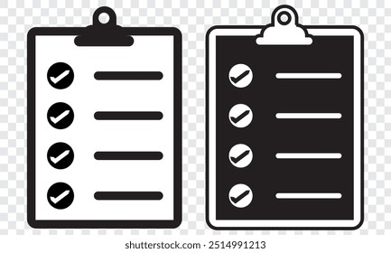 Clipboard or checklist icon. Yellow and black colors. Vector illustration. EPS 10.