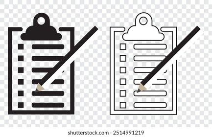 Ícone de área de transferência ou lista de verificação. Cores amarela e preta. Ilustração vetorial. EPS 10.