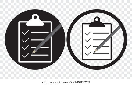 Clipboard or checklist icon. Yellow and black colors. Vector illustration. EPS 10.