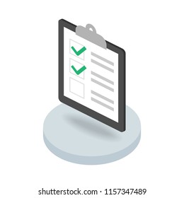 Clipboard With Checklist Isometric Vector Icon
