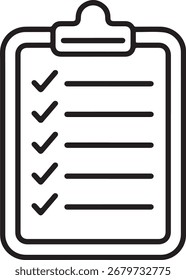 Clipboard with checklist items and checkmarks icon
