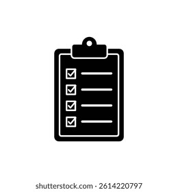 Clipboard with Checklist of Lessons Lesson Planning Symbol Black Filled Icon