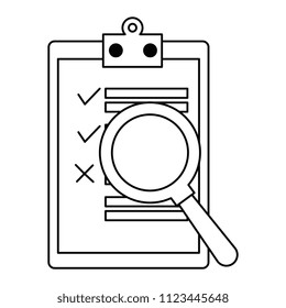 clipboard checklist with magnifying glass
