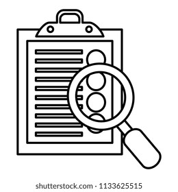 clipboard checklist with magnifying glass