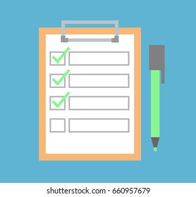 Clipboard with checklist and marker icon