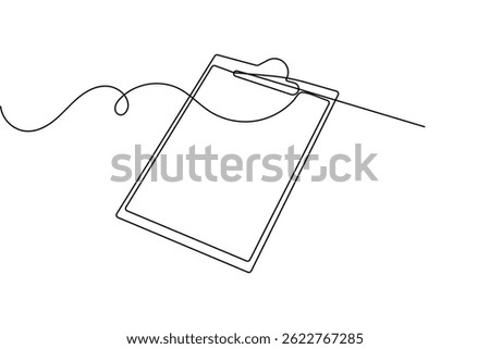 Clipboard with checklist  one line drawing minimalist outline vector illustration