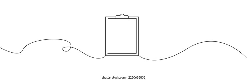 Clipboard with checklist one line drawing.Continuous line drawing of clipboard paper.Vector.