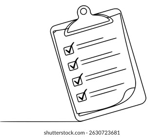 Clipboard with checklist outline vector illustration