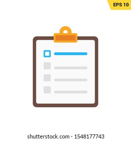 clipboard with checklist paper icon in flat style