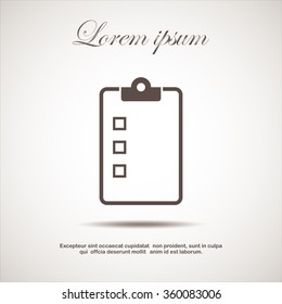  clipboard and checklist paper, notepad, icon