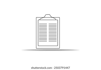 Clipboard with checklist and pen in one continuous line drawing. To do list with ticks and concept for test expertise and exam in simple linear style, Clipboard with checklist