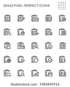 Clipboard, Checklist, Petition, Project Management. Simple Interface Icons for Web and Mobile Apps. Editable Stroke. 32x32 Pixel Perfect.