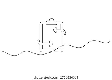 Lista de verificación de Portapapeles con flechas de actualización Ilustración vectorial de Actualizar de proceso minimalista de arte de una línea