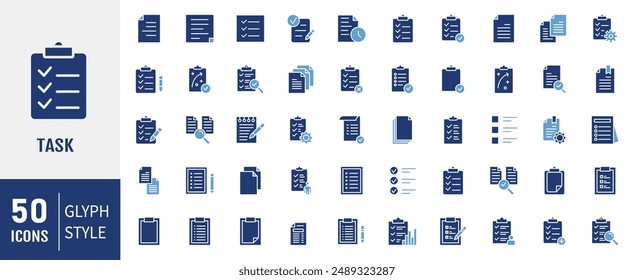 Clipboard, checklist, report, survey or agreement icons set isolated on white background vector illustration. Pixel perfect. 