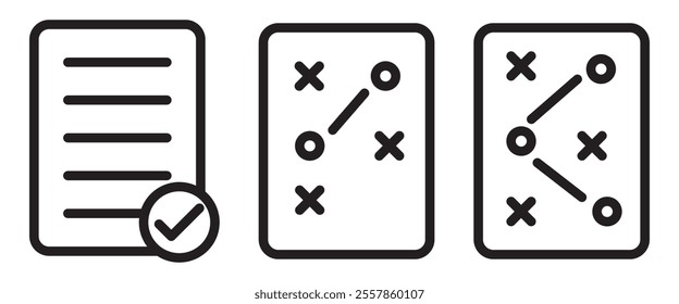 Clipboard, checklist, report, survey or agreement editable stroke outline icons set isolated on white background flat vector illustration. Pixel perfect