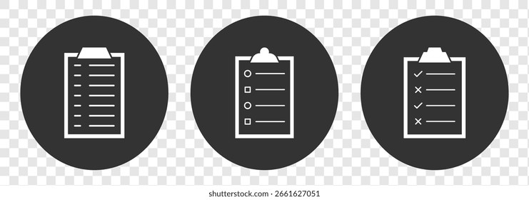 Clipboard, checklist, report thin line icons. For website marketing design, logo, app, template, UI. Clipboard outline icons. Checklist symbol. Editable stroke. list business concept. Design EPS 10. 