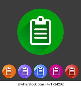 Clipboard checklist rules icon flat web sign symbol logo label set