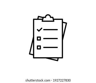 clipboard checklist or clipboard survey form line art vector icon for apps and websites.