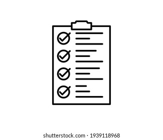 clipboard checklist or clipboard survey form line art vector icon for apps and websites.