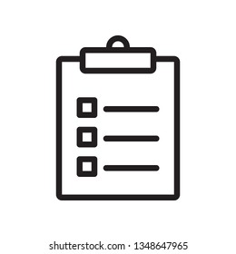 Clipboard, checklist, task icon in trendy outline style design. Vector graphic illustration. Clipboard icon for website design, logo, and ui. Editable vector stroke.Pixel perfect. EPS 10.