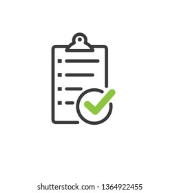 Clipboard, checklist, task icon in trendy outline style design with a green check symbol. Vector graphic illustration. Clipboard icon for website design, logo.