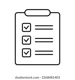 Clipboard and checklist thin line icon. Project management, questionnaire icon. To do list vector icon for web site and app design.