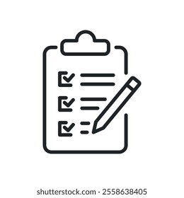 Clipboard, checklist thin line icons. Perfect pixel on transparent background