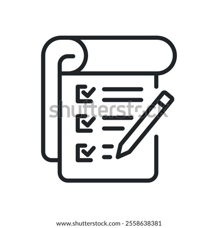 Clipboard, checklist thin line icons. Perfect pixel on transparent background